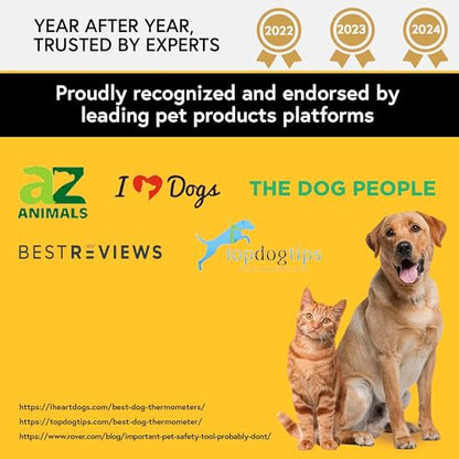iProven Dog & Cat Thermometer for Fast and Accurate Fever Detection | Comfortable Flexible Tip, Waterproof Pet Thermometer, Quick Readings in 20 sec, Whelping and veterinary supply, DTK-117Y