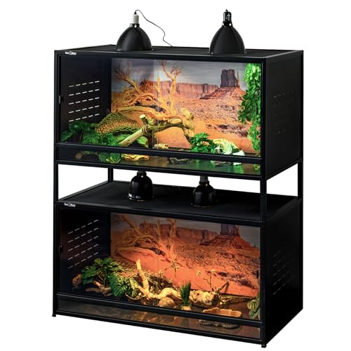 PVC Reptile Enclosure 48"x24"x24" Space Efficient Reptile Terrarium 120 Gallon Large Tank for Bearded Dragon Lizard Snake, Wide Breeding Vivarium Area with Sliding Glass Doors Combination Lock - size: 48"x24"x24" (120 Gallons)
