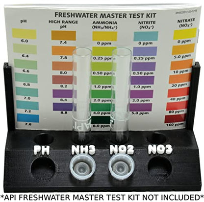Aquameta Aquarium Test Tube Holder with Rack - for API Freshwater Master Test Kit - 4 Slots Test Tube Rack – Black - color: Black