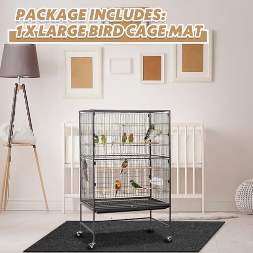 Nuanchu Large Bird Cage Mat, 48 x 36 Inch Under Pet Cage Mat, Absorbent/Waterproof Felt Pad for Bird Cages, Reptile Aquariums, Dog Kennels, with Non-Slip Backing for Hard Floors and Surfaces - size: 48"L x 36"W