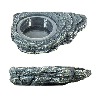 REPTIZOO Reptile Magnetic Feeder Ledge, Single Bowl Reptile Food Dish with 3PCS Feeding Cups Food Water Feeder for Crested Gecko Lizard Chameleon Pets - size: Small