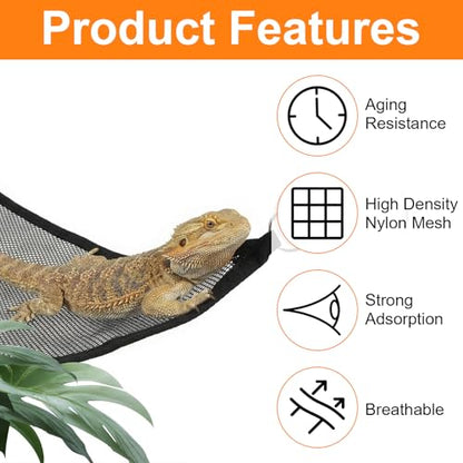 2Pcs Bearded Dragon Hammock, Breathable Mesh Reptile Hammock Lizard Tank Accessories, Triangle Geckos Hammocks for Bearded Dragons, Snakes, and Axolotls, Perfect Beard Dragon Tank Accessories（30x30x3
