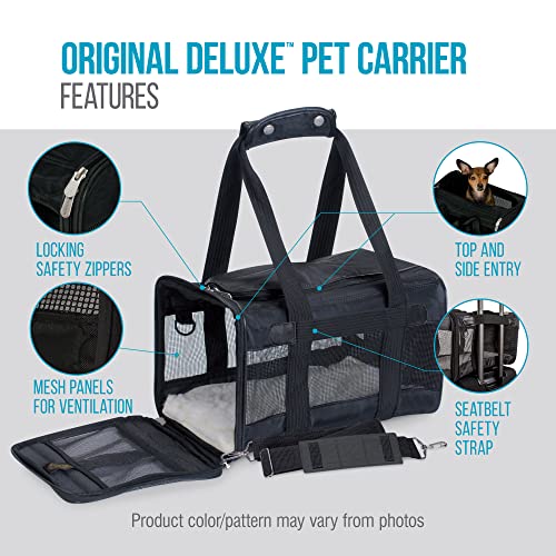 Sherpa Original Deluxe Travel Pet Carrier, Airline Approved - Black, Large - size: 19.0"L x 11.8"W x 11.5"H