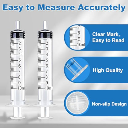 10ml Syringe with Measurement for Scientific Labs, Feeding Pets, Refilling and Measuring Liquids,Dispensing,with Cap (5PCS, 10ml) - size: 5PCS-10ml