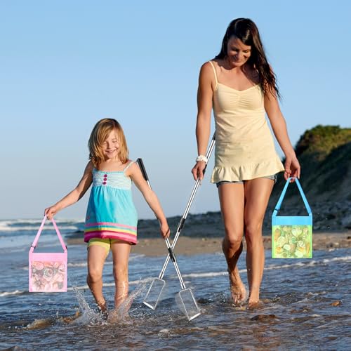 POILKMNI New Upgraded 2 Pcs Shark Tooth Sifter with Seashell Bags, Beach Sand Sifter, Sand Scoop Shell Scooper for Beach Scoop Shovel Sifter Tool for Picking Up Shells, Shark Tooth Sifter Dipper - color: Black