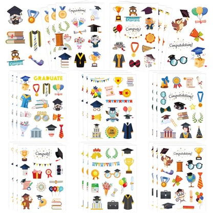 351 Pcs Graduation Stickers, Cute Class of 2026 Graduation Stickers Self-Adhesive Congrats Grad Sticker for Craft Supplies Classroom Rewards Grad Party Favors Wrap Decor - style: Graduation