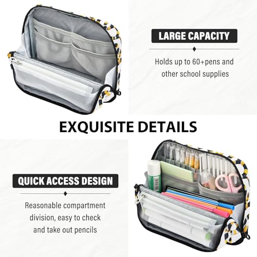 Snake Yellow Pencil Case Bag Boys Girls Large Pencil Pouch Pen Holder with Big Capacity For Women Men School Office Supplies