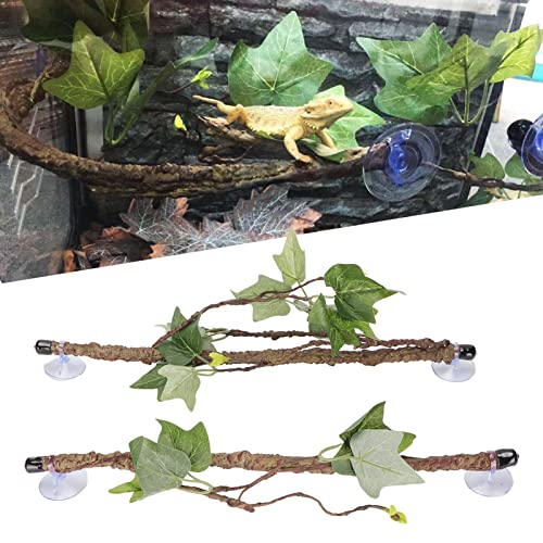 Tyenaza Reptile Corner Branch, Reptile Vines, Terrarium Plant Decoration with Suction Cups, for Amphibian Lizard Snake Climbing