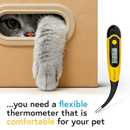 iProven Dog & Cat Thermometer for Fast and Accurate Fever Detection | Comfortable Flexible Tip, Waterproof Pet Thermometer, Quick Readings in 20 sec, Whelping and veterinary supply, DTK-117Y