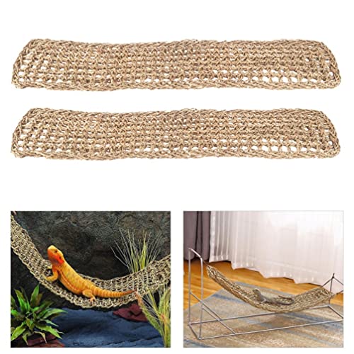 Mipcase 2Pcs Reptile Seagrass Hammock Lizard Hammock Hanging Ladder Lounger Climbing Accessories for Gecko Lizard Snake Hermit Crabs Geckos Other Small Animal Habitat Sleep Bed