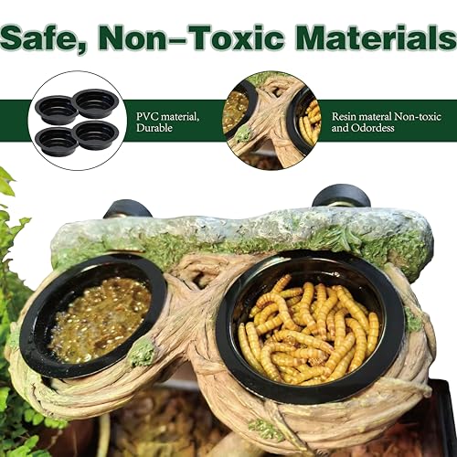 Magnetic Feeding Ledge with 4pcs Cups,Reptile Water Bowl,Bearded Dragon,Turtle,Crested Gecko,Snake,Tank Accessories - size: M