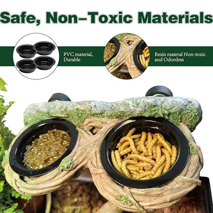Magnetic Feeding Ledge with 4pcs Cups,Reptile Water Bowl,Bearded Dragon,Turtle,Crested Gecko,Snake,Tank Accessories - size: M
