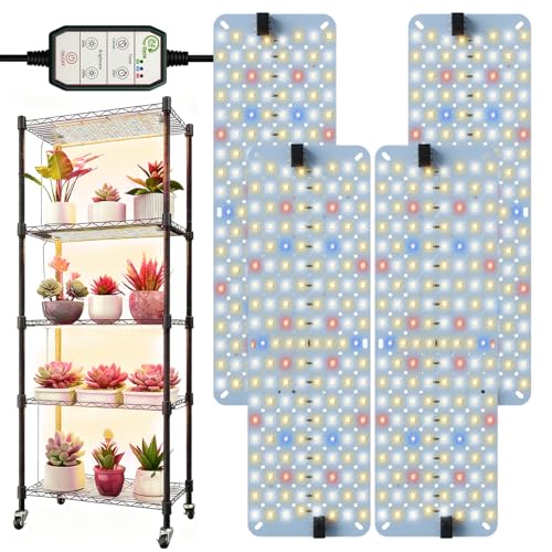 GHodec 40W Panel Grow Lights for Indoor Plants,544LEDs Full Spectrum Grow Lights for Under Cabinet Plant, Grow Lamp with 4/8/12H Timer,5 Dimmable Levels for Plants Growing (4Pack) - size: 4Pack
