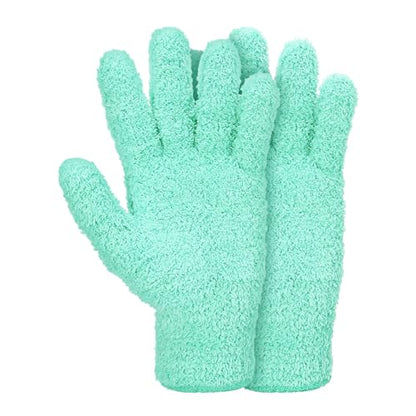 Abeillo Microfiber Gloves for Plants Dusting Cleaning, Reusable Washable Cleaning Gloves Mittens House Cars Blinds Dusting - color: Cyan