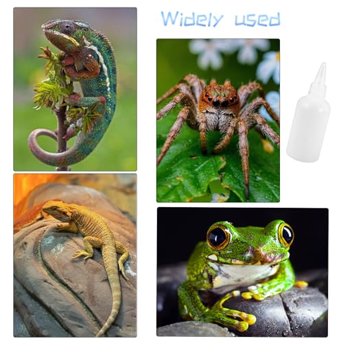 3 Pcs Crested Gecko Food and Water Feeding Bottle, Crested Gecko Feeding Ledge for Chameleon Lizard Turtles Crabs and Other Small Pet Enclosures - 3.4 Oz