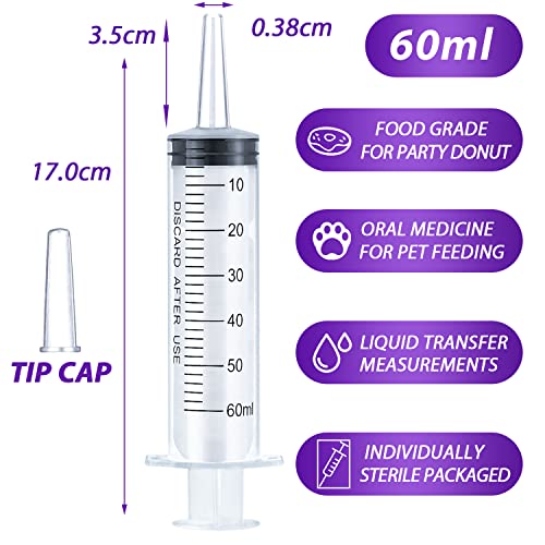 60ml Syringe for Liquid, Oral, Scientific Labs, Measurement, Dispensing, Catheter Tip with Cap- 3 Pack 60ml Syringes - style: 60 ml