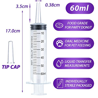 60ml Syringe for Liquid, Oral, Scientific Labs, Measurement, Dispensing, Catheter Tip with Cap- 3 Pack 60ml Syringes - style: 60 ml