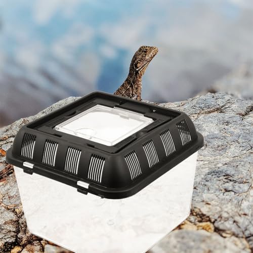SHINEOFI Transparent Turtle Habitat Box with Ventilation Lightweight Reptile Breeding Container for Turtles Spiders and Reptiles Compact and Transport Case
