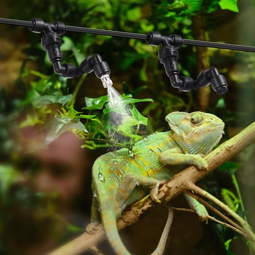 14 Pack Single-Head 1/4 Reptile Mister Nozzles Kit,Reptile Misting | 1/4"Reptile Misting System Fittings,360 Degree Adjustable Misting Spray Nozzles for Aquarium,Vivarium,Plants, Amphibians - size: Single-Head*2