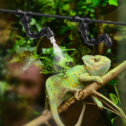 14 Pack Single-Head 1/4 Reptile Mister Nozzles Kit,Reptile Misting | 1/4"Reptile Misting System Fittings,360 Degree Adjustable Misting Spray Nozzles for Aquarium,Vivarium,Plants, Amphibians - size: Single-Head*2
