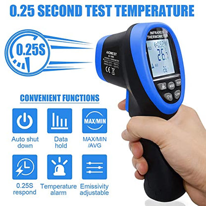 AIOMEST AI-1800 Digital Pyrometer DS 50:1, Touchless Infrared Thermometer Gun for High Temperature Non Contact Measuring -58~3,272℉,Handheld IR Laser Gauge for HVAC Kiln Cooking (NOT for Human Temp)