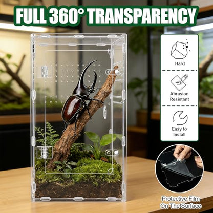 Acrylic Jumping Spider Enclosure, Transparent Reptile Terrarium Enclosure, Small Reptiles Habitat Tank Breeding Box for Tarantula Insect Snake Lizard (13.78 Large) - color: 7.87×7.87×13.78
