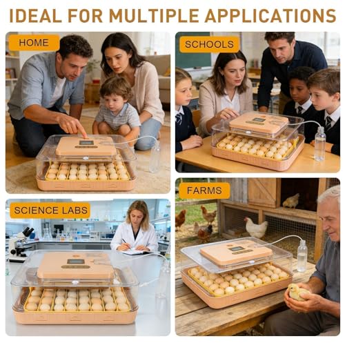 ZEMIRO CHARGE Automatic 56-Egg Incubator for Breeders, Sensor-Based Precise Humidity+Temp Control, Chick Separator, Adjustable Egg Spacing, Custom-Interval Auto Turn+Auto Stop,Preset Incubation Days - size: 56 egg-brown
