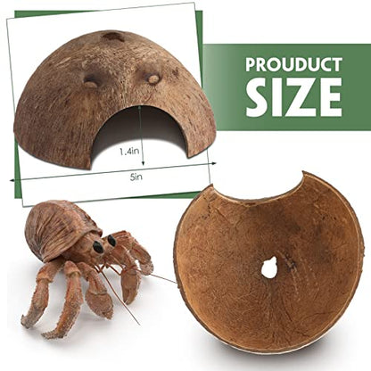 Woanger 6 Pcs Natural Coconut Reptile Hideouts, Coco Hut Hide Toys for Lizards, Geckos, Hermit Crabs, Snakes, Tarantulas, Small Reptile Habitat Decoration Supplies