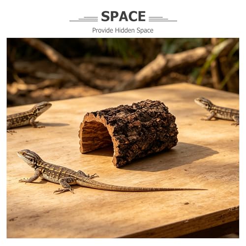 Natural Reptile Hideout: Terrarium Accessory Cork Bark Shelter - Rustic Reptile Tunnel Cave for Leopard Gecko, Bearded Dragon, Snake Climbing Hiding 5.9"X4.5"X3.35" - size: 15.00X11.50X8.50CM