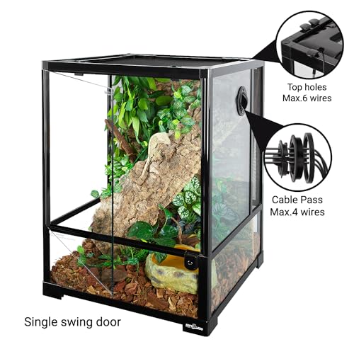 REPTI ZOO 30 Gallon Reptile Glass Terrarium, 18" x 18" x 24" Rainforest Habitat Tank with Front Opening Door, Knock-Down Vertical Reptile Terrarium with Top Screen & Side Mesh Ventilation