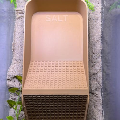 Hermit Crab, Lizard, Turtle, Amphibian XL Watering Pool | Platform Pool Accessory with Access Ramp for Pet Habitats | 9.75" x 5" | Made in USA (X-Large) (Salt Only, Tan) - color: Salt Only, Tan