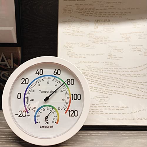 6" Thermometer Indoor with Humidity Gauge - Wall Thermometer/Hygrometer for Home Decorative, Updated Analog Dial Temperature Humidity Monitor for Room Temp