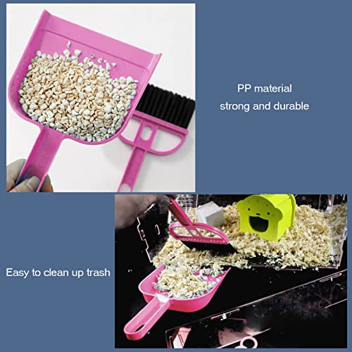 SEIS 3 Pack Hamster Mini Dustpan and Broom Set Guinea Pig Classical Besom Chinchillas Sweeper Cavy Cage Clean Hedgehogs Scooper for Small Animal (Pink) - color: Pink