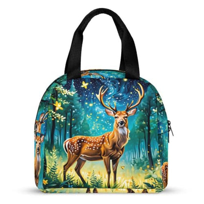 Starry Night Deer Lunch Bag for Women Men | Insulated Lunch Box Leakproof Food Meal Containers Reusable Foldable 6L Capacity Lunch Tote Bags for Work Picnic Travel - color: style-17