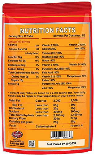 Survival Tabs – Emergency Food Supply – 2-Day Chocolate Tabs, USA, Portable | Concentrated formula supplies 15 vitamins and minerals per serving - fits neatly in backpacks, glove boxes, or pantry shelves