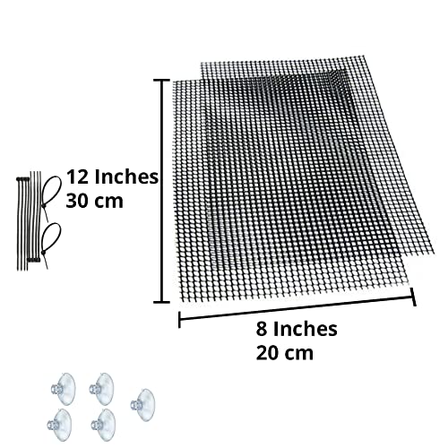 Luffy Decorative Aquatic Moss Wall, 2 Plastic Floor Wire Mesh Sheets, Air Vent Screens, Aquarium Plant Accessory for Seaweed, Net Pad for DIY Projects, Carpet for Fish Tank, 12 x 8 Inches