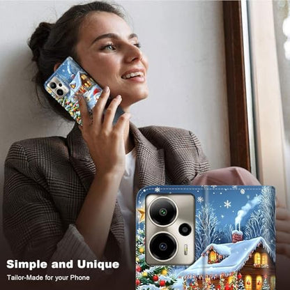 for Cricket Outlast 5G 2024 Wallet case with RFID Blocking Credit Card Holder Kickstand, Folio Flip PU Leather Shockproof Protective Cover for AT&T Motivate Pro 5G, Snowy Christmas - color: Snowy Christmas