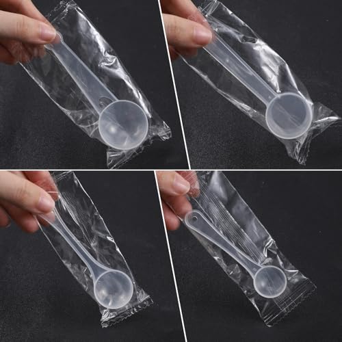 4 Pcs Measuring Spoons Set, Clear Long Handle Plastic Measuring Spoons Coffee Protein Milk Powder Scoops Spoon Kitchen Tools for Creatine Protein Formula Gram Measurings Scooper (1g/3g/5g/10g)