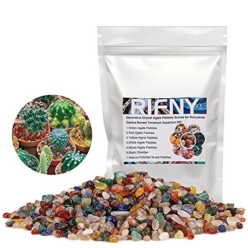 RIFNY Decorative Polished Rocks, 0.3" Gravel Rocks Crushed Crystal for Plant Flower Pots Succulents Cactus Bamboo Plant Vase Filler Aquarium Fish Tank Decorations and DIY Craft (1.5 LB, Color) | for Plant Flower Pots Succulents Cactus Plant Vase Filler Aq
