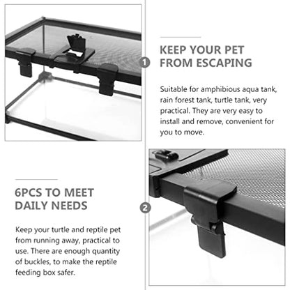 Totority 6pcs Cylinder Lock: Snake Tank Aquarium Clips Escape Screen Clip Snake Cage Clips Glass Cover Support Holder Plastic Turtle Tank Terrarium Cover Clips