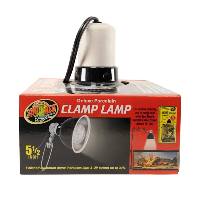 Zoo Med Deluxe Porcelain Clamp Lamp with 5.5-Inch Dome, Black - size: 5.5 Inch (Pack of 1)