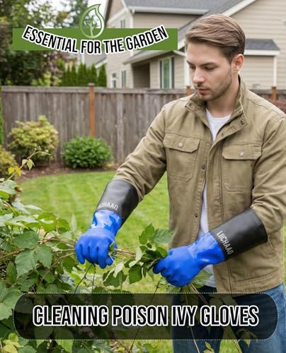 LIICHAAO Cleaning Poison ivy gloves,Long waterproof gloves,Aquarium pool,Long elbow Resistant Abrasion