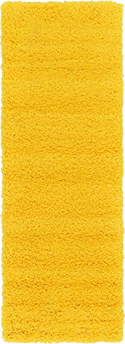 Unique Loom Solid Shag Collection Area Rug (2' x 6' 5" Runner, Tuscan Sun Yellow) - color: Tuscan Sun Yellow, size: 2' x 6'5" (Runner)