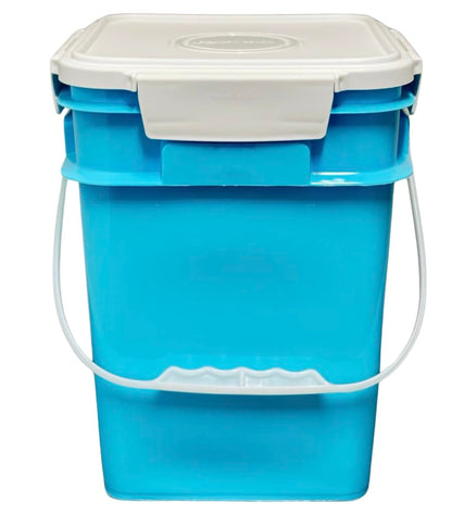 4 Gallon Square Food Grade Bucket Pail with Plastic Handles and Lid (Pack of 3) Made in USA containers (Aqua-White lids) - color: Aqua-white Lids