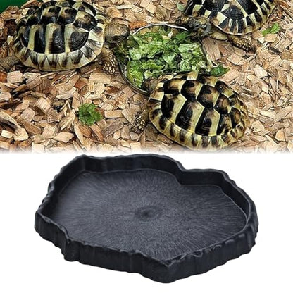 Reptile Water Dish, Reptile Feeding Dish Corner Bowl Breadworm Feeding Food Bowl, Terrarium Decor Bowls for Bearded Dragon Lizard Frog Leopard Gecko Tortoise Hermit Crab Chameleon (Large)