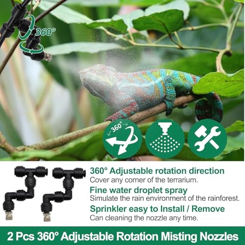 MECESOR Automatic Reptile Mister for Reptile Tank Smart Reptiles Mister System with Timer 360° Nozzles,Slient Terrarium Misting System Humidifier for Chameleons,Snakes,Frogs Smart Spray Control