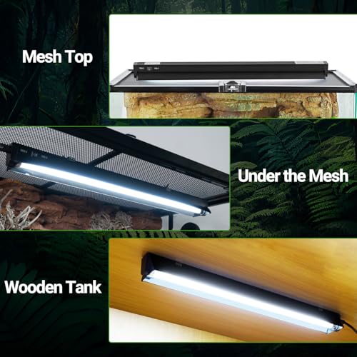 Switchable UVB Light for Reptiles, 24W T5 UVB Light Combo Kit for Tropical 5.0 & Desert 10.0, 22.6" Terrarium Hood Lamp Fixture with UVB 10.0 Bulb for Bearded Dragon Gecko Snake Lizard Turtle - size: 24W-22.6IN