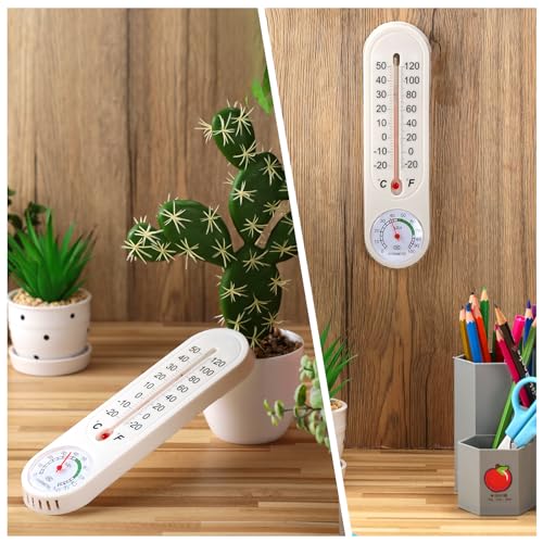 Leinuosen 3 Pcs Indoor Outdoor Wall Thermometer Humidity Meter Vertical Thermometer and Hygrometer Wireless Temperature Humidity Gauge Meter with Fahrenheit/Celsius for Patio Garden