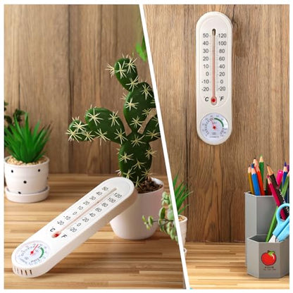 Leinuosen 3 Pcs Indoor Outdoor Wall Thermometer Humidity Meter Vertical Thermometer and Hygrometer Wireless Temperature Humidity Gauge Meter with Fahrenheit/Celsius for Patio Garden
