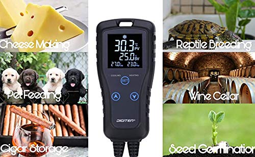 Digital Temperature Controller 2-Stage Thermostat Outlet Heating & Cooling Mode for Chest Freezer Refrigerator Homebrew Fermenter Greenhouse 110V 10A 1100W
